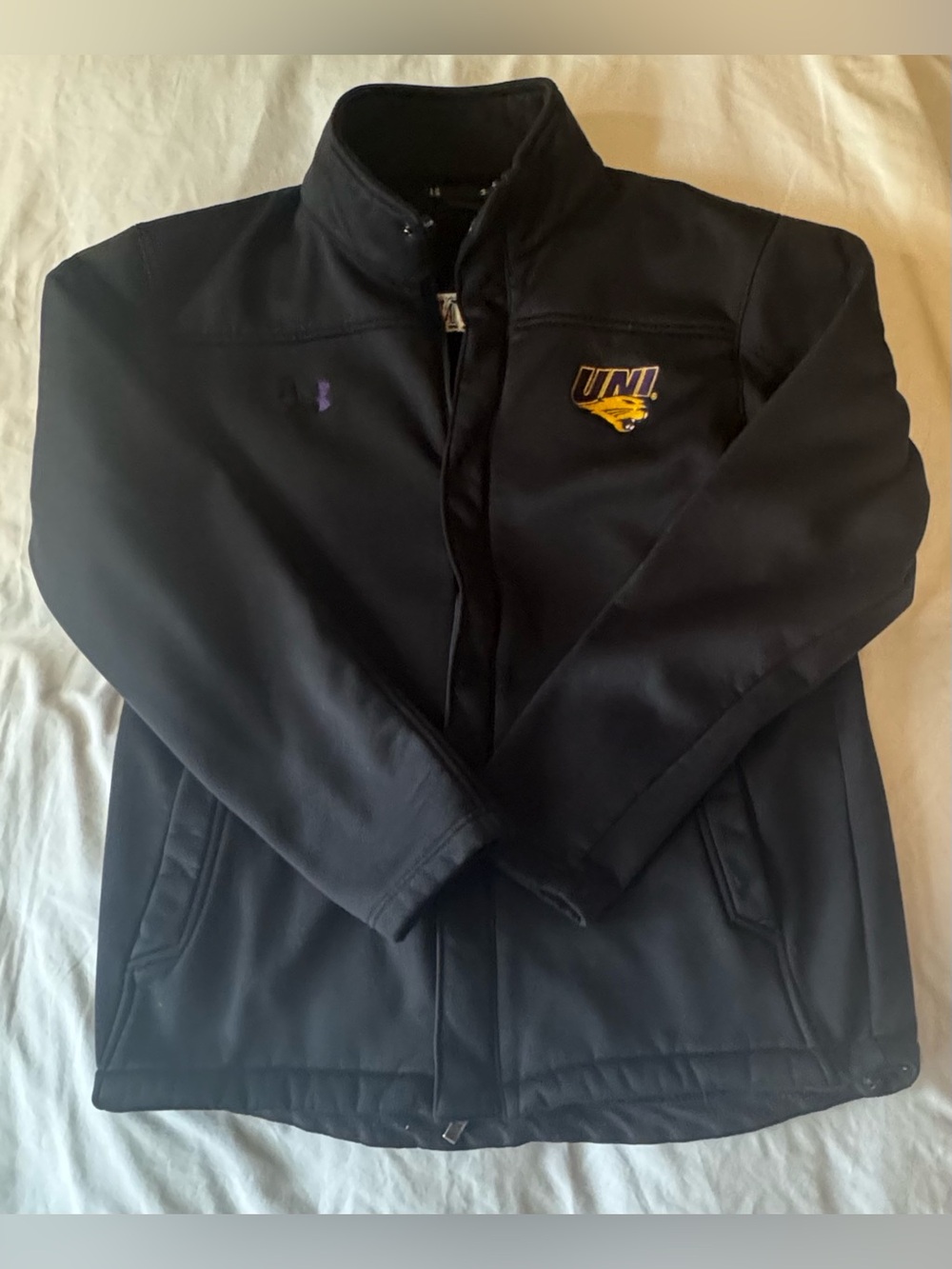 UNI Panthers Northern Iowa Full Zip & snap Jacket Coat ~ Black
Adult Large